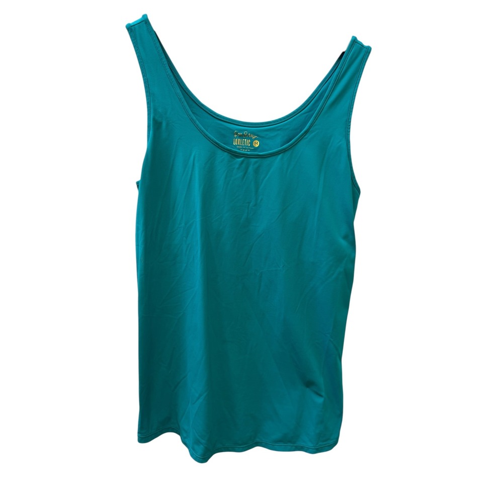 Lilly Pulitzer Luxletic Tank Top Womens Medium Teal Blue Built-in Shelf Bra